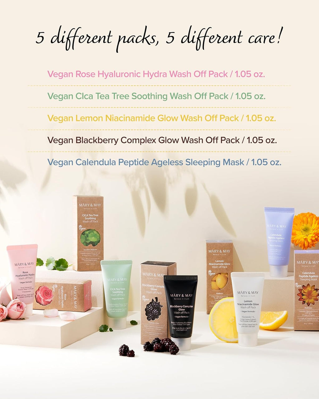 Mary & May Vegan Wash Off Mask Mini Gift Set