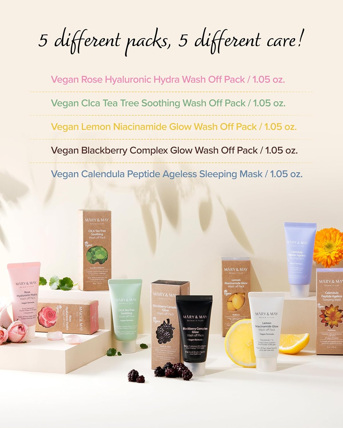 Mary & May Vegan Wash Off Mask Mini Gift Set
